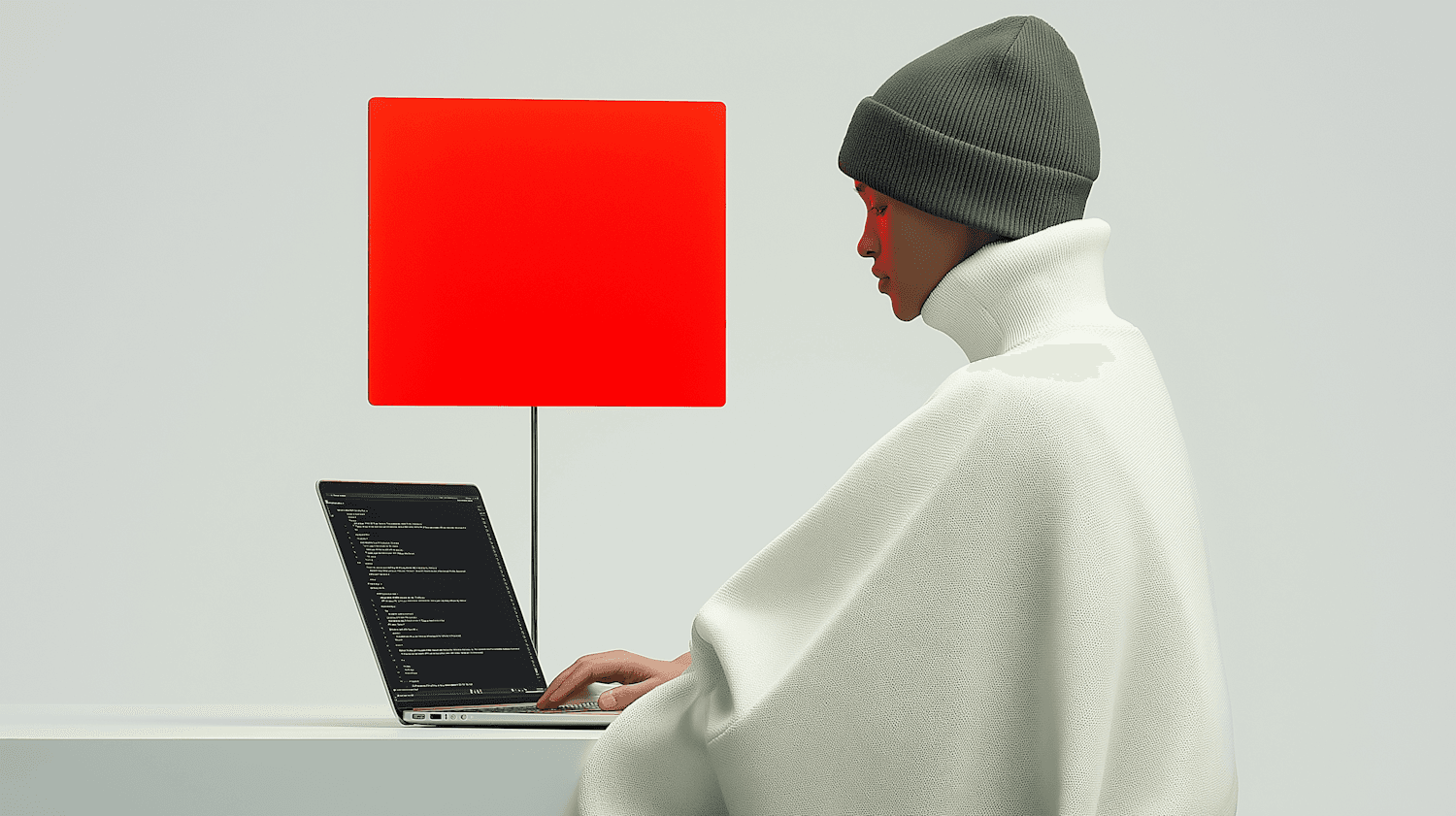 Developer writing code on a laptop